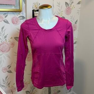 Lucy Tech Activewear Top Fuchsia Hot Pink Thumb Holes Yoga Performance Run